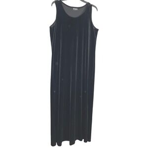 Caribou New York Black Velvet Maxi Dress Sleeveless‎ Womens Size M